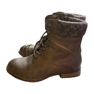 Brown Lace-Up Ankle Boots